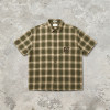 Short Sleeve Screen Print Plaid Shirt | Oversized Fit Casual Top | OEM Streetwear