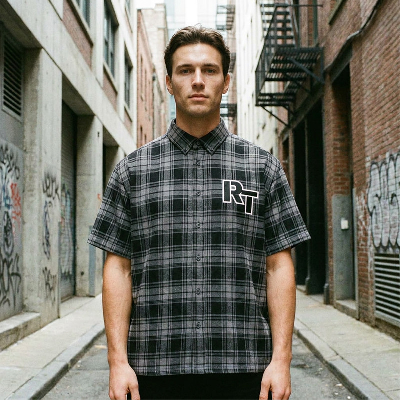Applique RT Logo Plaid Short Sleeve Shirt
