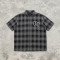 Applique RT Logo Plaid Short Sleeve Shirt | Casual Streetwear | Custom Streetwear Manufacturer