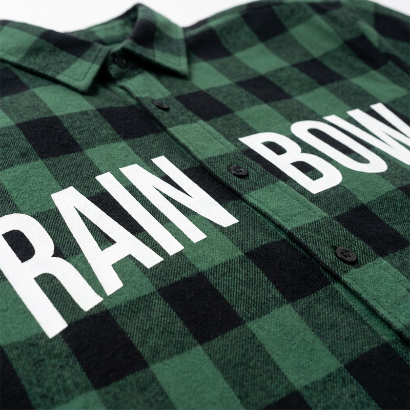 Front Letter Screen Print Plaid Short Sleeve Shirt