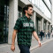 Front Letter Screen Print Plaid Short Sleeve Shirt | Oversized Fit | Turn-down Collar Button Top | OEM Streetwear