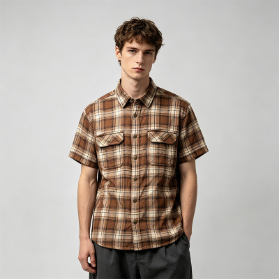 Vintage Dual Chest Pockets Plaid Short Sleeve Shirt | Casual Streetwear | OEM Streetwear