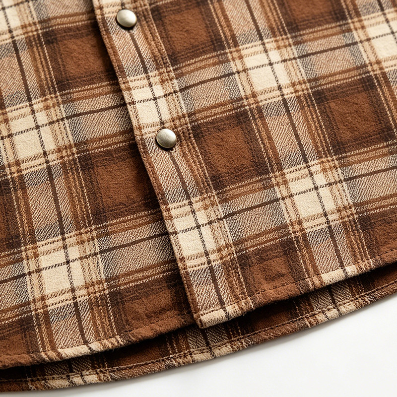 Vintage Dual Chest Pockets Plaid Short Sleeve Shirt