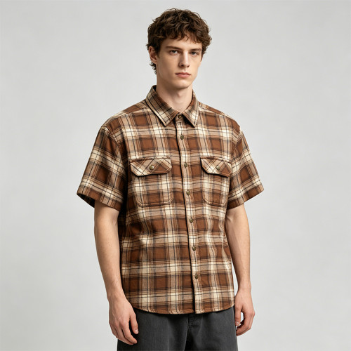 Vintage Dual Chest Pockets Plaid Short Sleeve Shirt | Casual Streetwear | OEM Streetwear