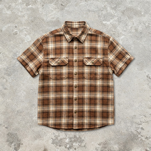Vintage Dual Chest Pockets Plaid Short Sleeve Shirt | Casual Streetwear | OEM Streetwear