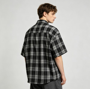 Short Sleeve Plaid Shirt | Loose Boxy Fit | Daily Street Casual Wear | OEM Streetwear