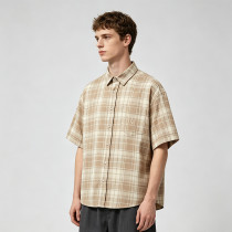 Embroidered Plaid Short Sleeve Shirt | Oversize Fit | Daily Casual Street Outfit | Custom Streetwear