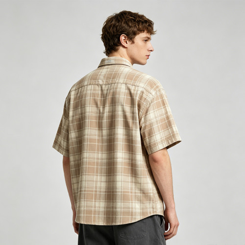 Embroidered Plaid Short Sleeve Shirt | Oversize Fit | Daily Casual Street Outfit | Custom Streetwear