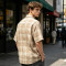 Embroidered Plaid Short Sleeve Shirt | Oversize Fit | Daily Casual Street Outfit | Custom Streetwear