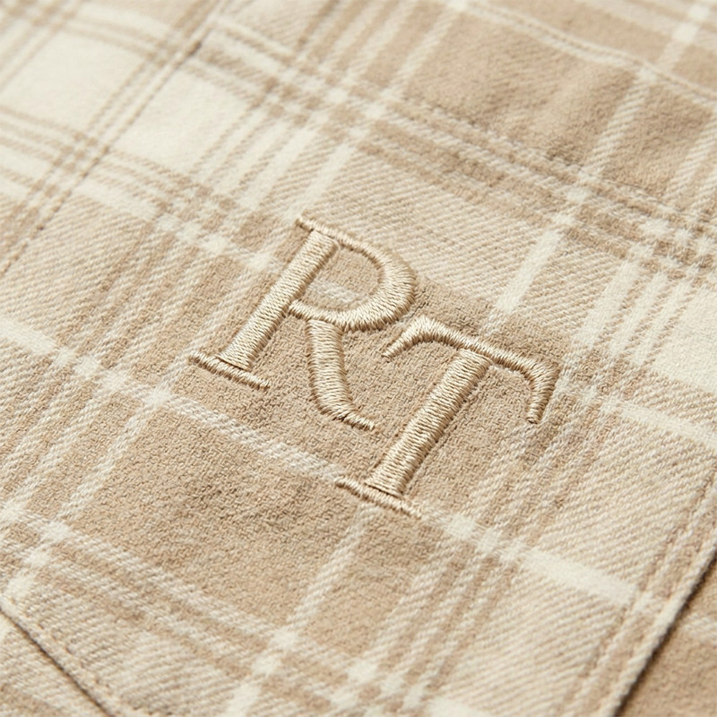 Embroidered Plaid Short Sleeve Shirt