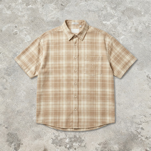 Embroidered Plaid Short Sleeve Shirt | Oversize Fit | Daily Casual Street Outfit | Custom Streetwear