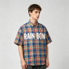 Short Sleeve Plaid Shirt With Front Screen Print | Loose Boxy Fit | Casual Wear | Custom Streetwear