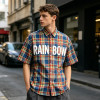 Short Sleeve Plaid Shirt With Front Screen Print | Loose Boxy Fit | Casual Wear | Custom Streetwear