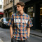 Short Sleeve Plaid Shirt With Front Screen Print | Loose Boxy Fit | Casual Wear | Custom Streetwear