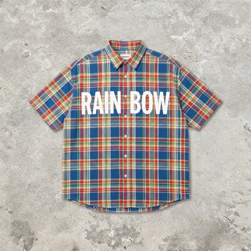 Short Sleeve Plaid Shirt With Front Screen Print | Loose Boxy Fit | Casual Wear | Custom Streetwear