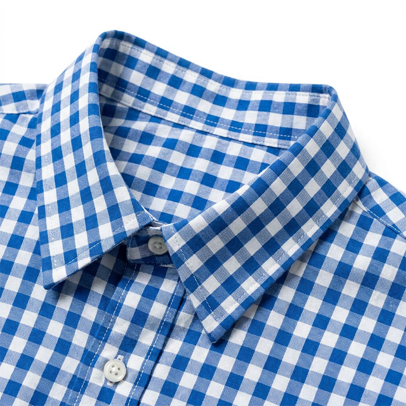 Gingham Plaid Woven Short Sleeve Shirt