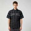 Rhinestone Hotfix Plaid Short Sleeve Shirt | Oversize Fit | Hip Hop Daily Streetwear | Clothing Manufacturer