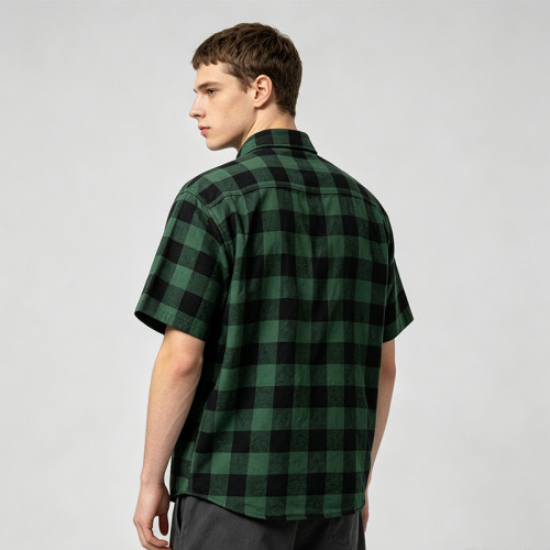 Plaid Applique Short Sleeve Shirt | Loose Boxy Fit | Street Daily Wear | Custom Streetwear