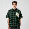 Plaid Applique Short Sleeve Shirt | Loose Boxy Fit | Street Daily Wear | Custom Streetwear