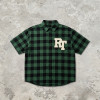 Plaid Applique Short Sleeve Shirt | Loose Boxy Fit | Street Daily Wear | Custom Streetwear