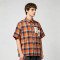 Towel Embroidery Applique Plaid Short Sleeve Shirt | Oversize Fit | Daily Street Casual Wear | OEM Streetwear
