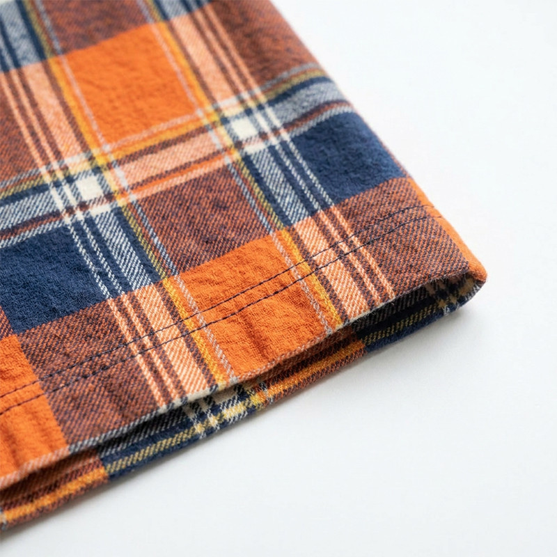 Towel Embroidery Applique Plaid Short Sleeve Shirt