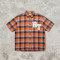 Towel Embroidery Applique Plaid Short Sleeve Shirt | Oversize Fit | Daily Street Casual Wear | OEM Streetwear