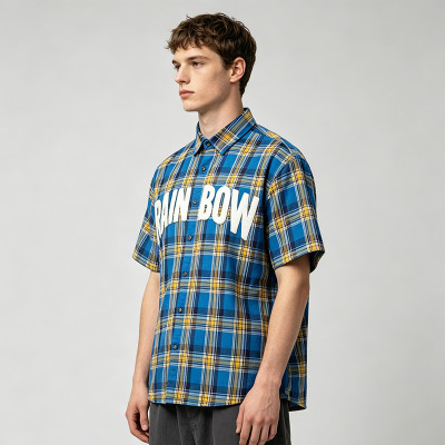 Puff Print Plaid Short Sleeve Shirt | Oversize Fit | Hip Hop Street Daily Wear | Streetwear Manufacturer