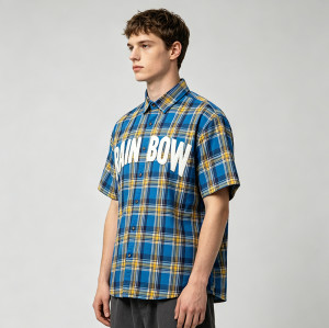 Puff Print Plaid Short Sleeve Shirt | Oversize Fit | Hip Hop Street Daily Wear | Streetwear Manufacturer