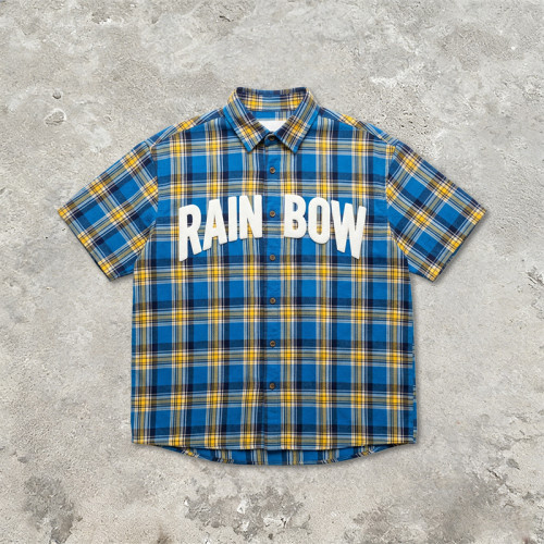 Puff Print Plaid Short Sleeve Shirt | Oversize Fit | Hip Hop Street Daily Wear | Streetwear Manufacturer