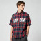 Silicone Rubber Print Plaid Short Sleeve Shirt | Oversized Fit | Clothing Manufacturer