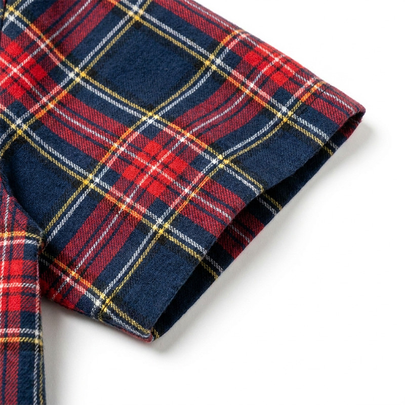 Silicone Rubber Print Plaid Short Sleeve Shirt