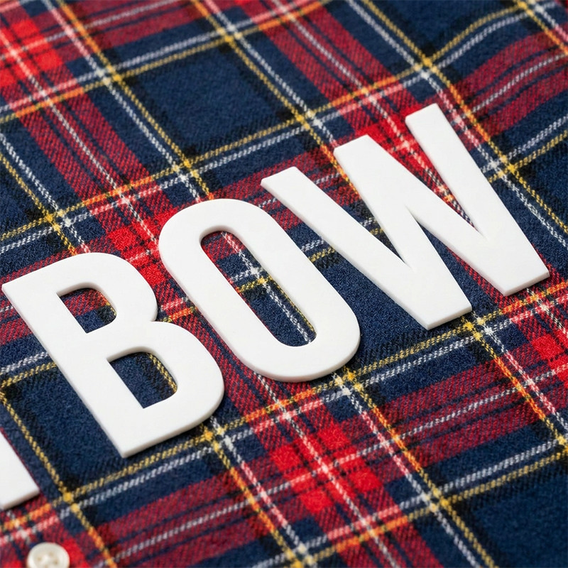 Silicone Rubber Print Plaid Short Sleeve Shirt