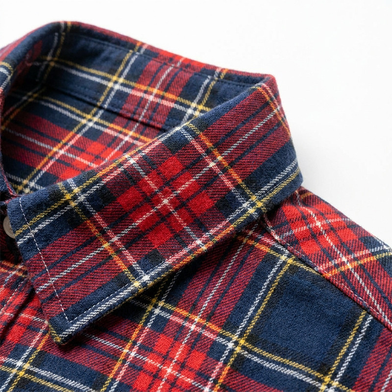 Silicone Rubber Print Plaid Short Sleeve Shirt