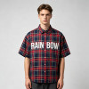 Silicone Rubber Print Plaid Short Sleeve Shirt | Oversized Fit | Clothing Manufacturer