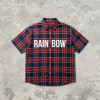 Silicone Rubber Print Plaid Short Sleeve Shirt | Oversized Fit | Clothing Manufacturer