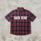 Silicone Rubber Print Plaid Short Sleeve Shirt | Oversized Fit | Clothing Manufacturer