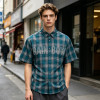 Plaid Rhinestone Short Sleeve Shirt | Oversize Fit | Daily Street Casual Wear | Custom Streetwear
