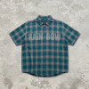 Plaid Rhinestone Short Sleeve Shirt | Oversize Fit | Daily Street Casual Wear | Custom Streetwear