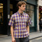 Rhinestone Plaid Short Sleeve Shirt | Oversize Boxy Cut | Street Daily Outfit | OEM Streetwear