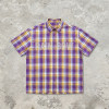 Rhinestone Plaid Short Sleeve Shirt | Oversize Boxy Cut | Street Daily Outfit | OEM Streetwear