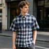 Plaid Rhinestone Hotfix Short Sleeve Shirt | Cotton Blend Plaid Loose Fit | Casual Streetwear | Custom Streetwear