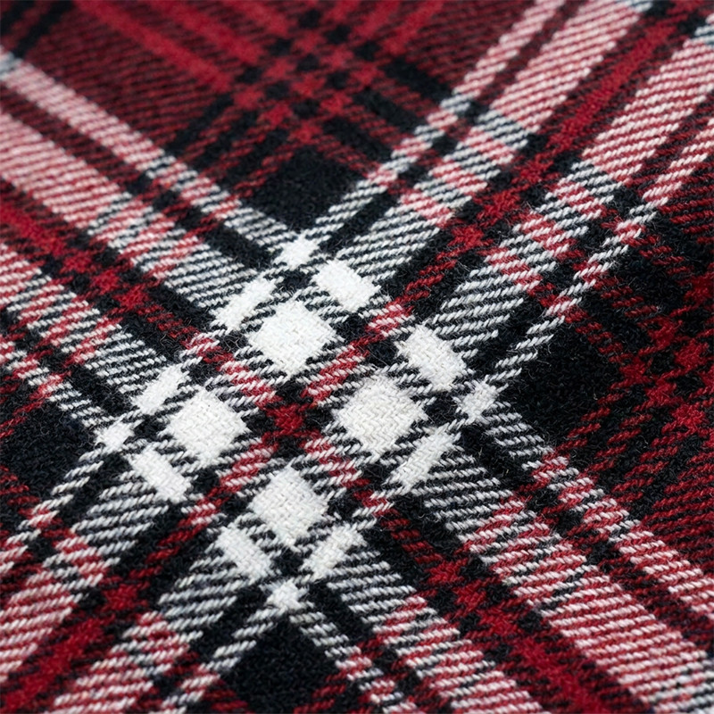 Red Plaid Rhinestone Hotfix Short Sleeve Shirt