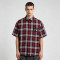 Red Plaid Rhinestone Hotfix Short Sleeve Shirt | Daily Street Outfit | OEM Streetwear