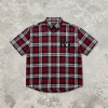 Red Plaid Rhinestone Hotfix Short Sleeve Shirt | Daily Street Outfit | OEM Streetwear