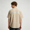 Silver Foil Print Short Plaid Sleeve Shirt | Cotton Blend Fabric Loose Fit | OEM Streetwear