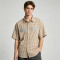 Silver Foil Print Short Plaid Sleeve Shirt | Cotton Blend Fabric Loose Fit | OEM Streetwear