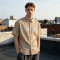 Silver Foil Print Short Plaid Sleeve Shirt | Cotton Blend Fabric Loose Fit | OEM Streetwear
