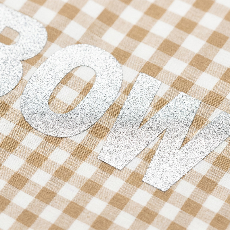 Silver Foil Print Short Plaid Sleeve Shirt