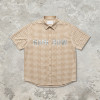 Silver Foil Print Short Plaid Sleeve Shirt | Cotton Blend Fabric Loose Fit | OEM Streetwear